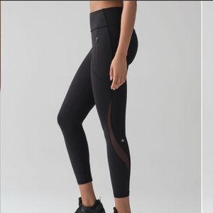 Lululemon High Rise Mesh Crop Black Leggings